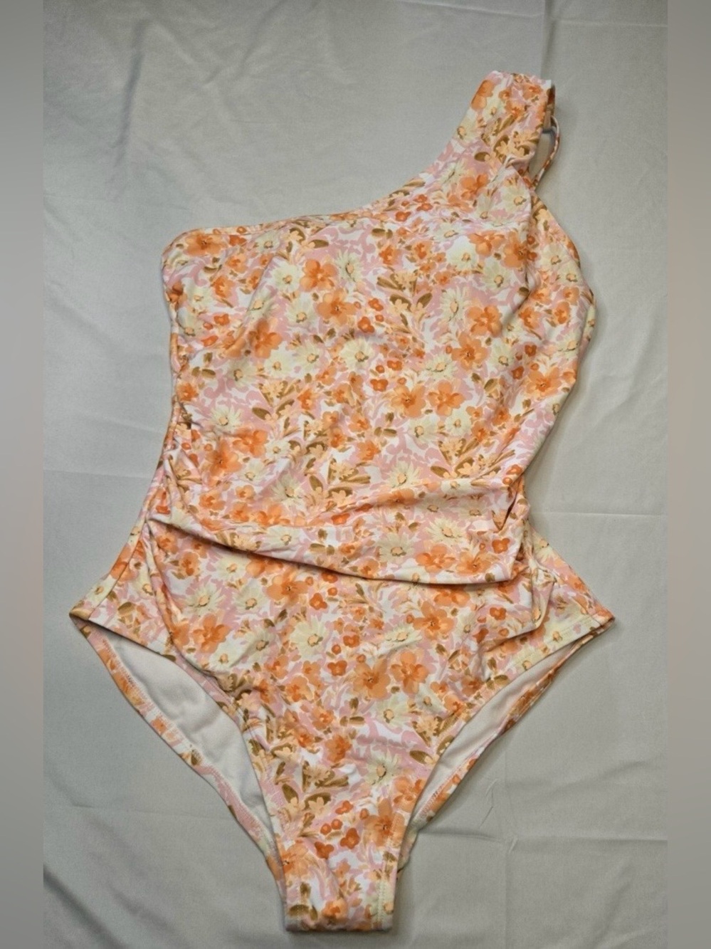 Kona Sol Pink Orange Floral Swim Top